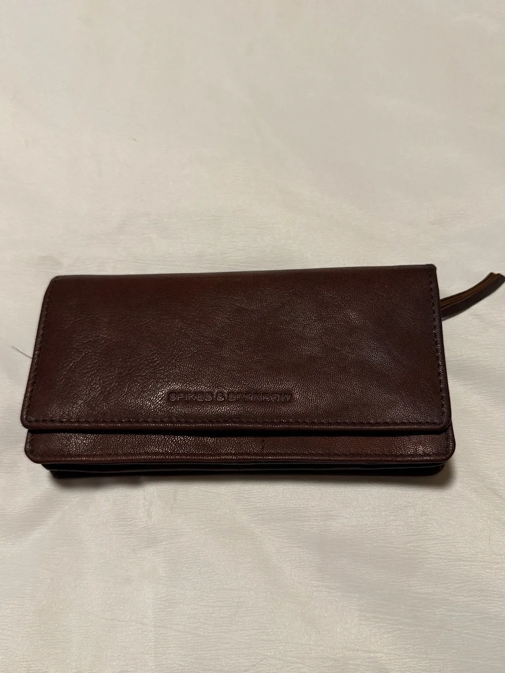 Spikes & Sparrow Genuine Leather Brown Foldover Wallet Clutch Wristlet